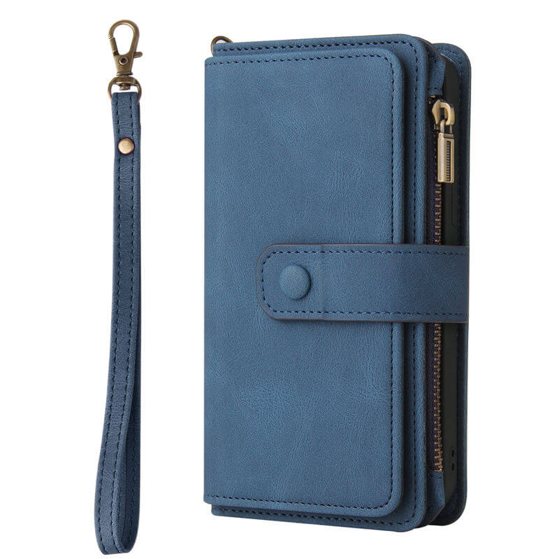 Multi-Functional Zipper Wallet 15 Card Slots Stand Leather Phone Case