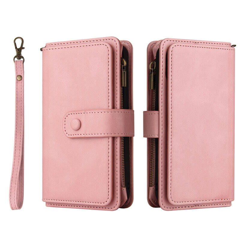 Multi-Functional Zipper Wallet 15 Card Slots Stand Leather Phone Case