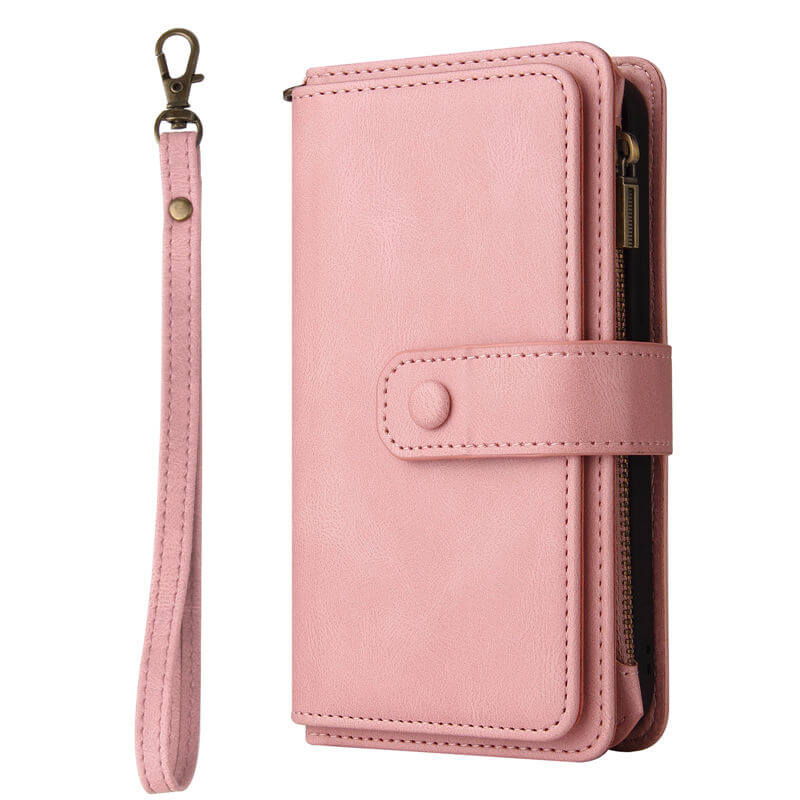 Multi-Functional Zipper Wallet 15 Card Slots Stand Leather Phone Case