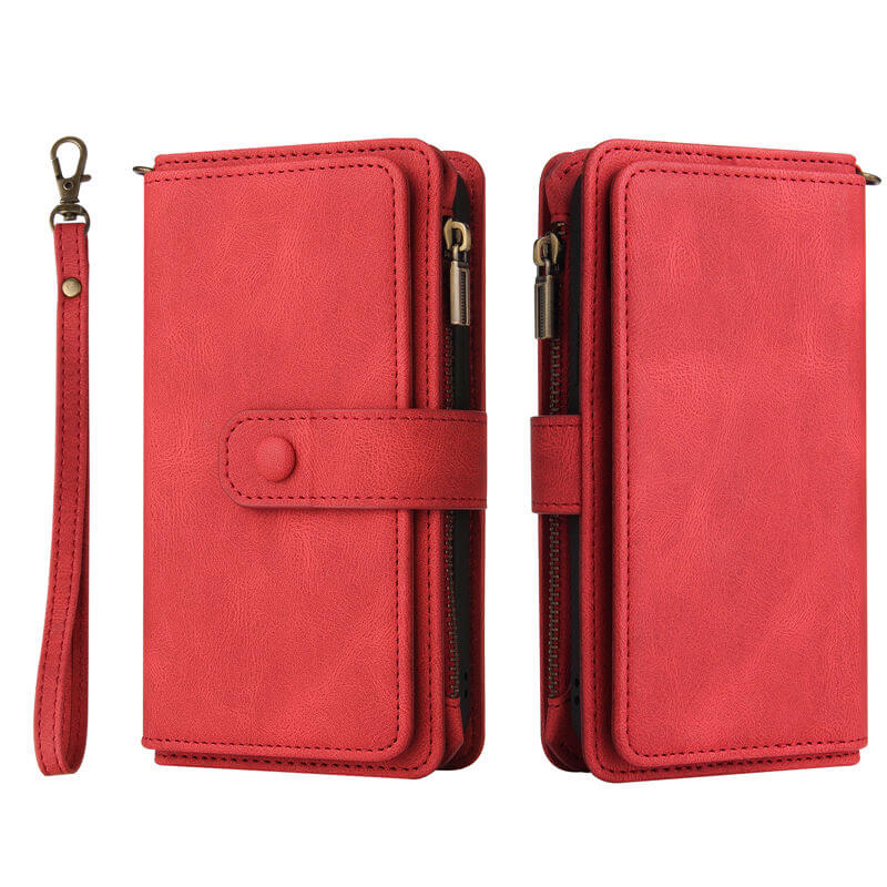 Multi-Functional Zipper Wallet 15 Card Slots Stand Leather Phone Case