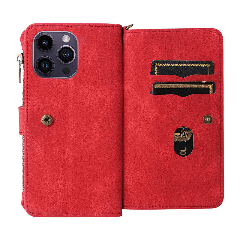 Multi-Functional Zipper Wallet 15 Card Slots Stand Leather Phone Case