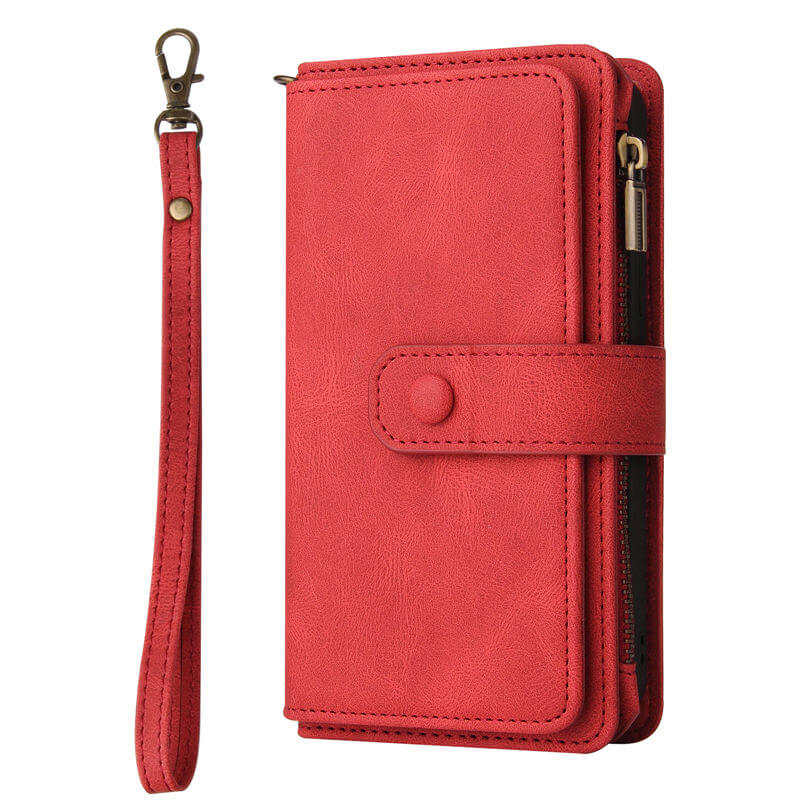 Multi-Functional Zipper Wallet 15 Card Slots Stand Leather Phone Case