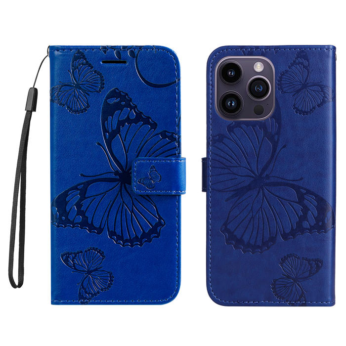 Embossed Butterfly Wallet Kickstand Magnetic Phone Case