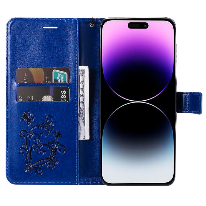 Embossed Butterfly Wallet Kickstand Magnetic Phone Case