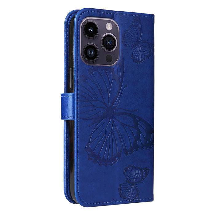 Embossed Butterfly Wallet Kickstand Magnetic Phone Case