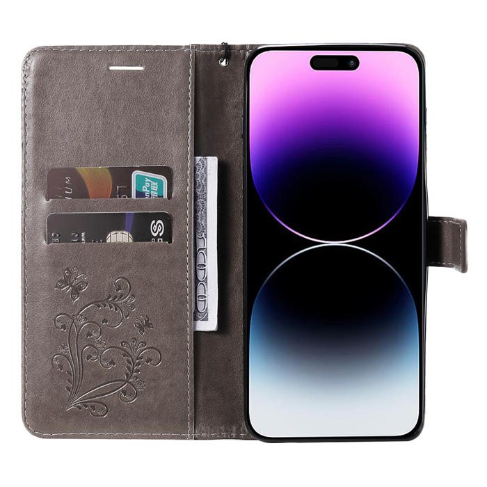 Embossed Butterfly Wallet Kickstand Magnetic Phone Case