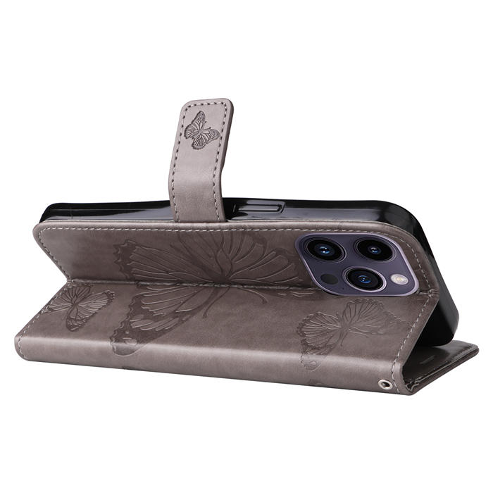 Embossed Butterfly Wallet Kickstand Magnetic Phone Case