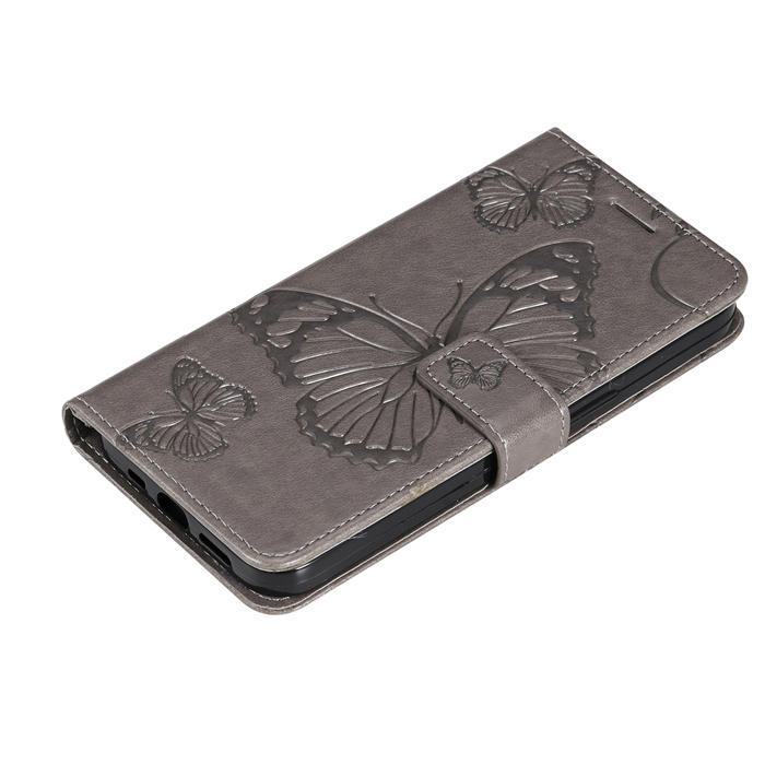 Embossed Butterfly Wallet Kickstand Magnetic Phone Case