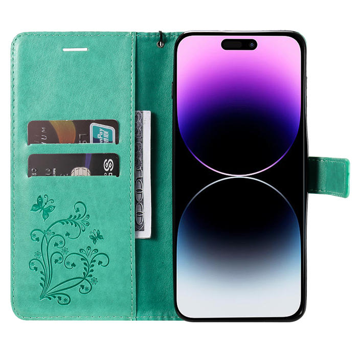 Embossed Butterfly Wallet Kickstand Magnetic Phone Case