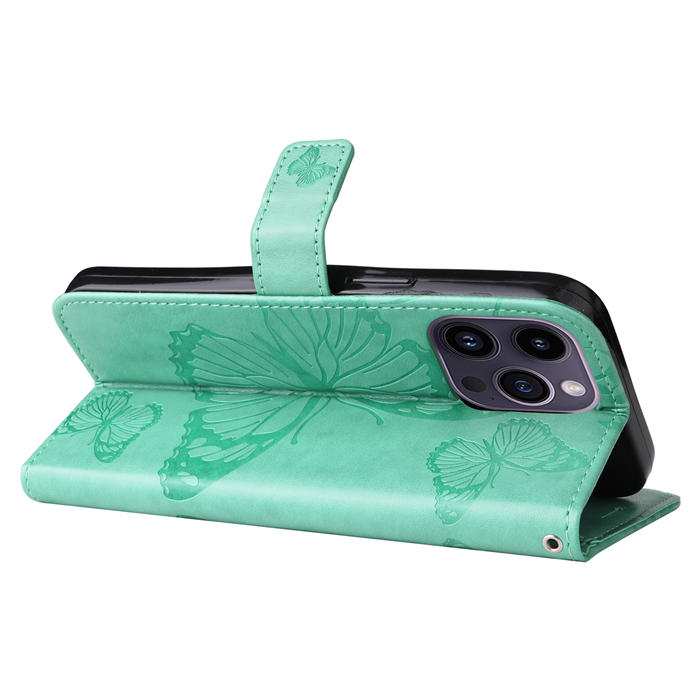 Embossed Butterfly Wallet Kickstand Magnetic Phone Case