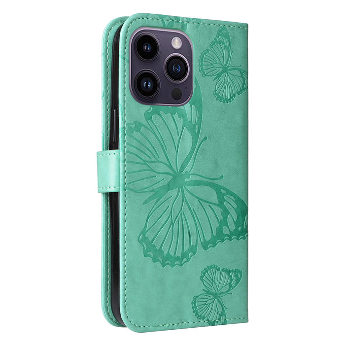 Embossed Butterfly Wallet Kickstand Magnetic Phone Case