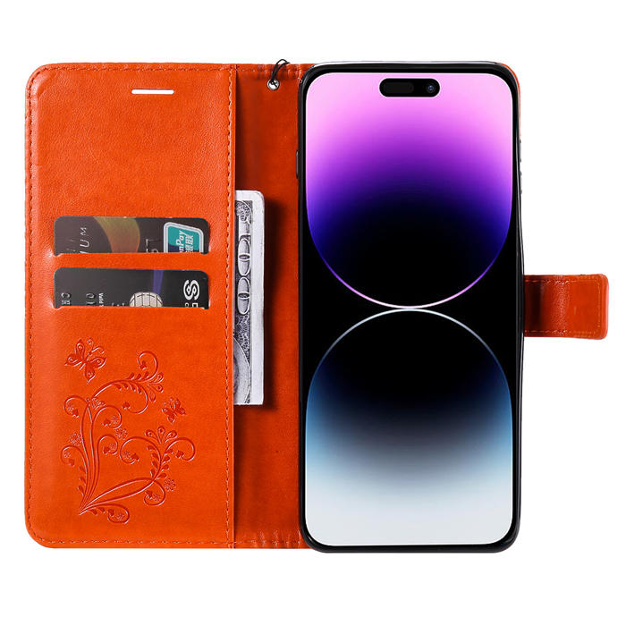 Embossed Butterfly Wallet Kickstand Magnetic Phone Case