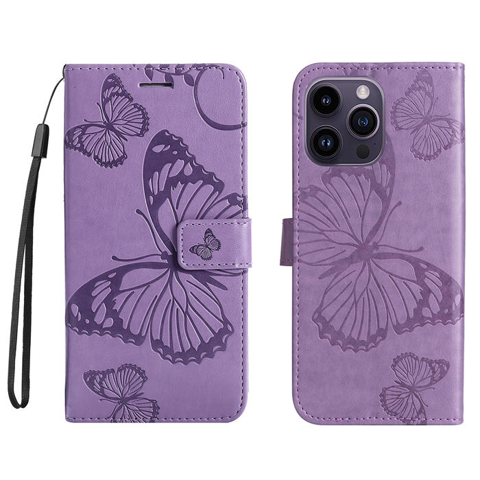 Embossed Butterfly Wallet Kickstand Magnetic Phone Case