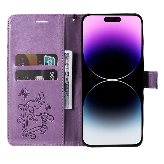 Embossed Butterfly Wallet Kickstand Magnetic Phone Case