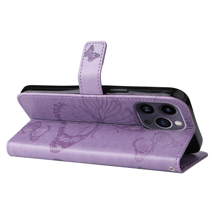 Embossed Butterfly Wallet Kickstand Magnetic Phone Case