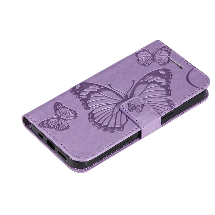 Embossed Butterfly Wallet Kickstand Magnetic Phone Case