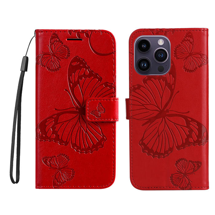 Embossed Butterfly Wallet Kickstand Magnetic Phone Case