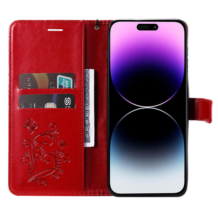 Embossed Butterfly Wallet Kickstand Magnetic Phone Case