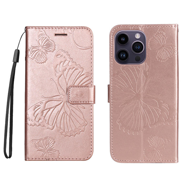 Embossed Butterfly Wallet Kickstand Magnetic Phone Case