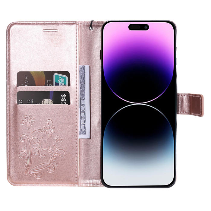 Embossed Butterfly Wallet Kickstand Magnetic Phone Case