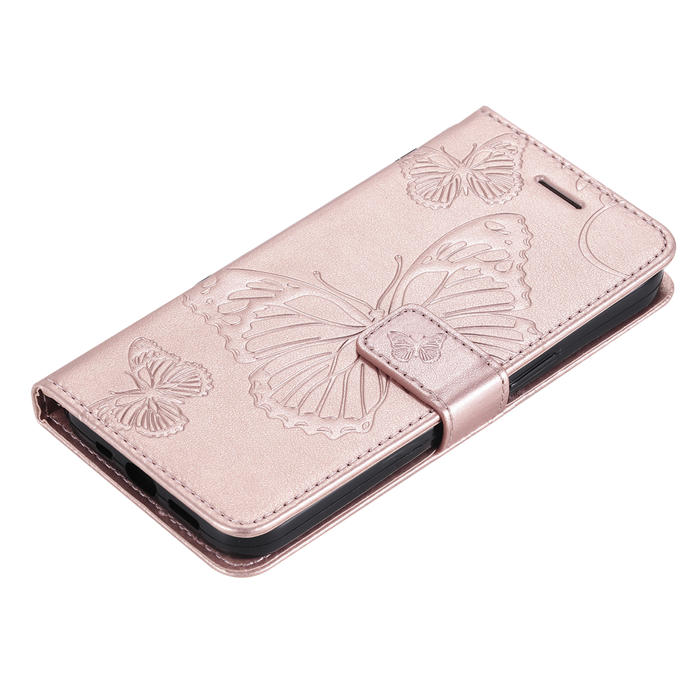 Embossed Butterfly Wallet Kickstand Magnetic Phone Case