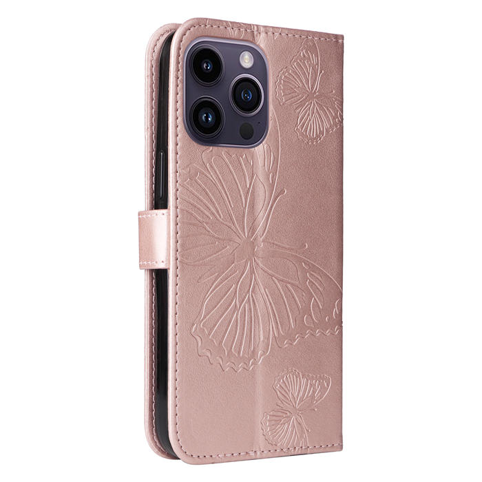 Embossed Butterfly Wallet Kickstand Magnetic Phone Case