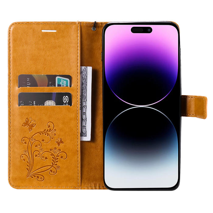 Embossed Butterfly Wallet Kickstand Magnetic Phone Case