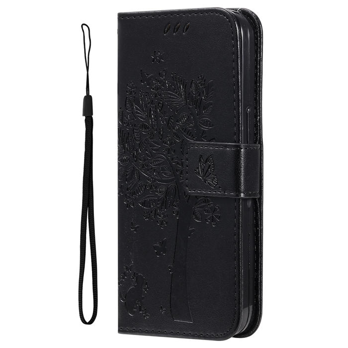 Embossed Butterfly Tree Leather Wallet Stand Phone Case