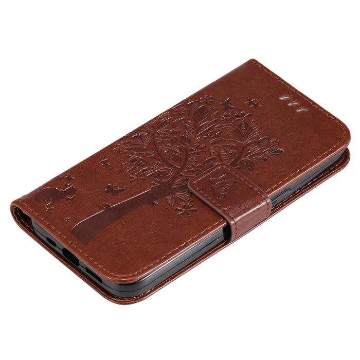 Embossed Butterfly Tree Leather Wallet Stand Phone Case