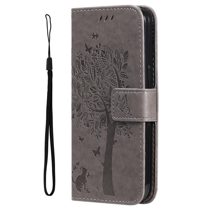 Embossed Butterfly Tree Leather Wallet Stand Phone Case