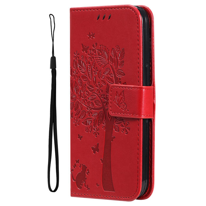 Embossed Butterfly Tree Leather Wallet Stand Phone Case