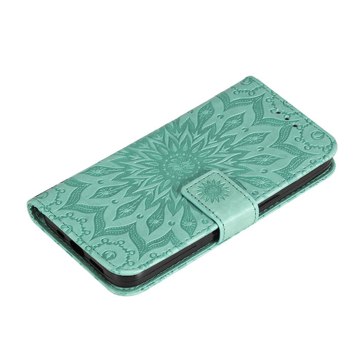 Embossed Sunflower Leather Wallet Magnetic Kickstand Phone Case