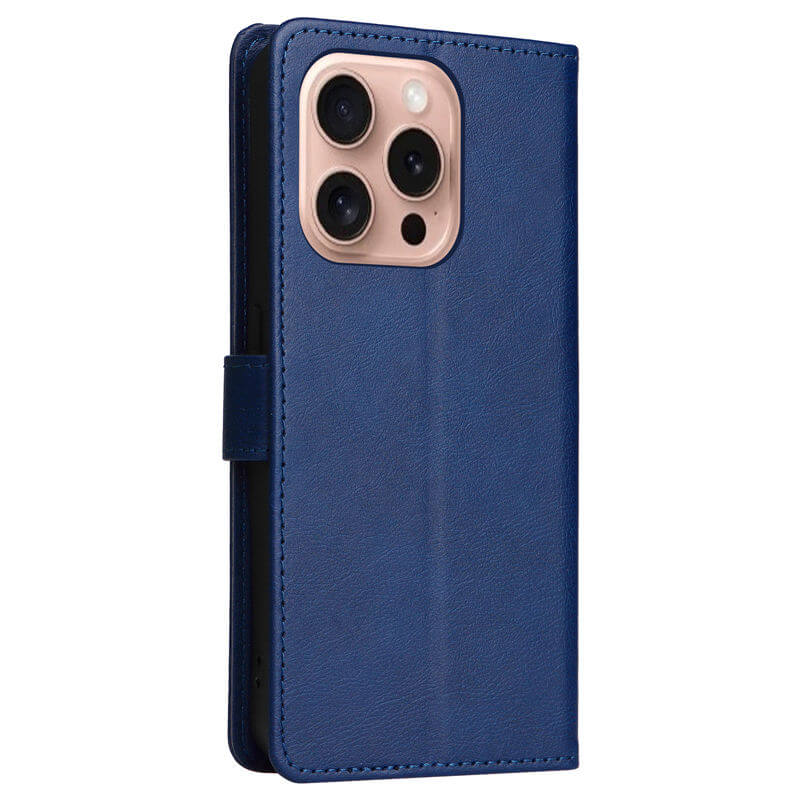 For iPhone 16 Pro Solid Color Wallet Magnetic Kickstand Case