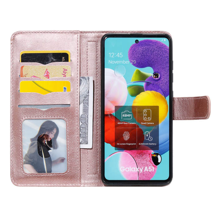 Samsung Galaxy A51 Multi-function 10 Card Slots Wallet Case Rose Gold