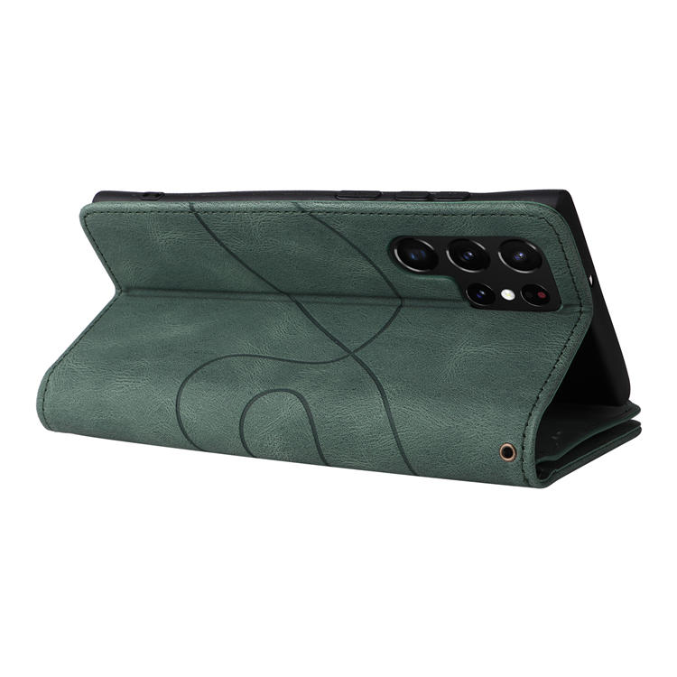 Samsung Galaxy S22 Ultra Zipper Wallet Magnetic Stand Case Green