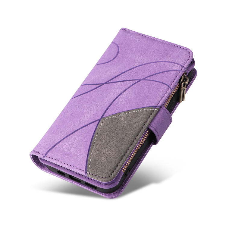 Samsung Galaxy S22 Ultra Zipper Wallet Magnetic Stand Case Purple