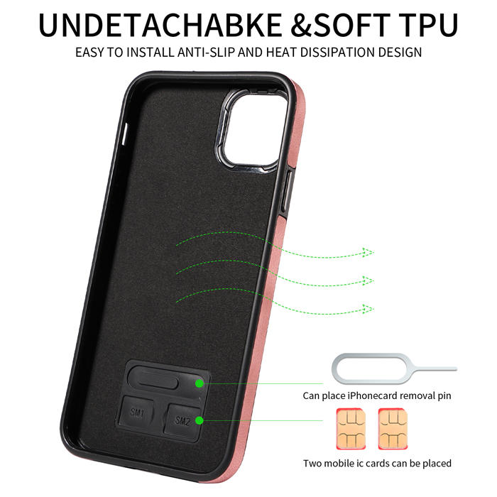 For iPhone 11 Pro Max Card Holder Ring Kickstand Magnetic Closure Case