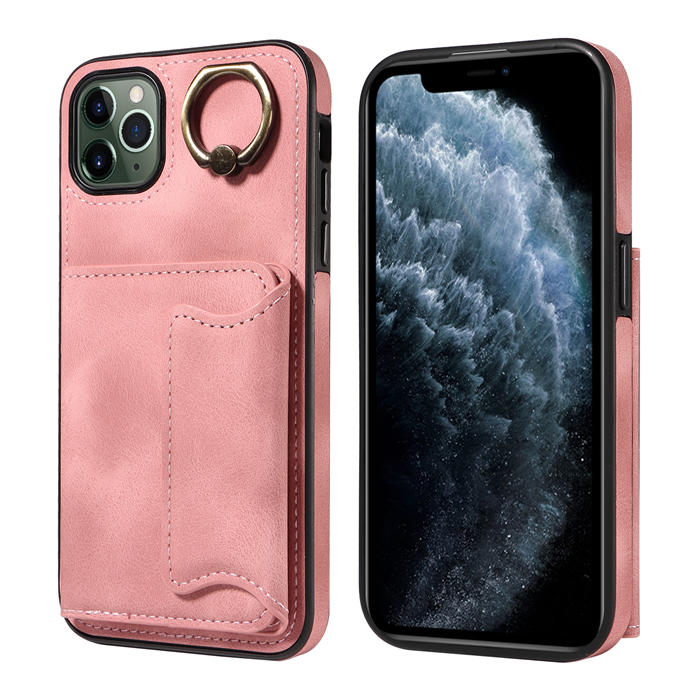 For iPhone 11 Pro Max Card Holder Ring Kickstand Magnetic Closure Case