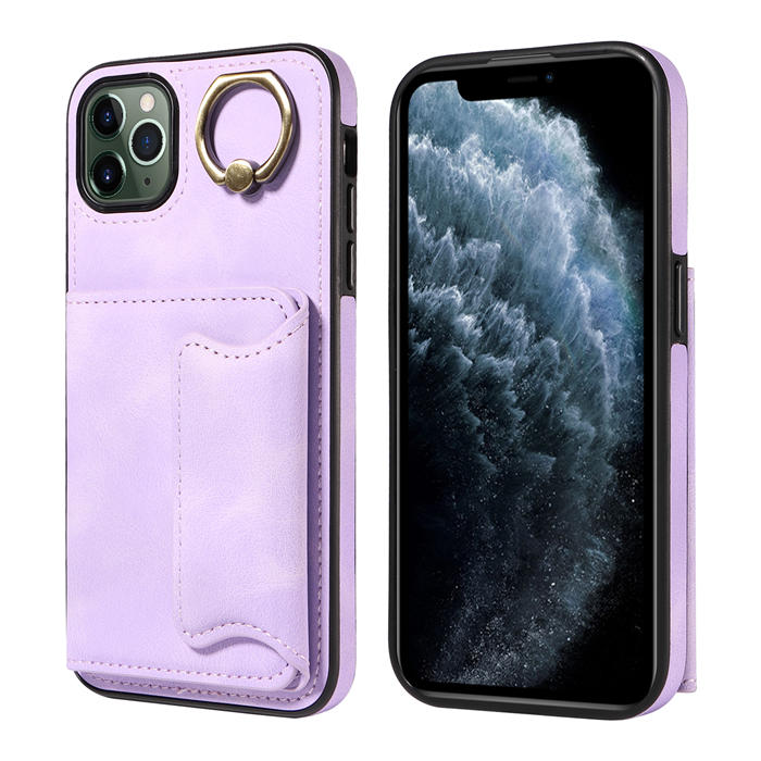 For iPhone 11 Pro Max Card Holder Ring Kickstand Magnetic Closure Case