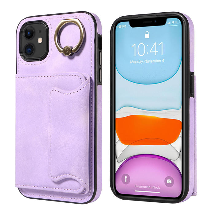 For iPhone 11 Card Holder Ring Kickstand Magnetic Closure Case