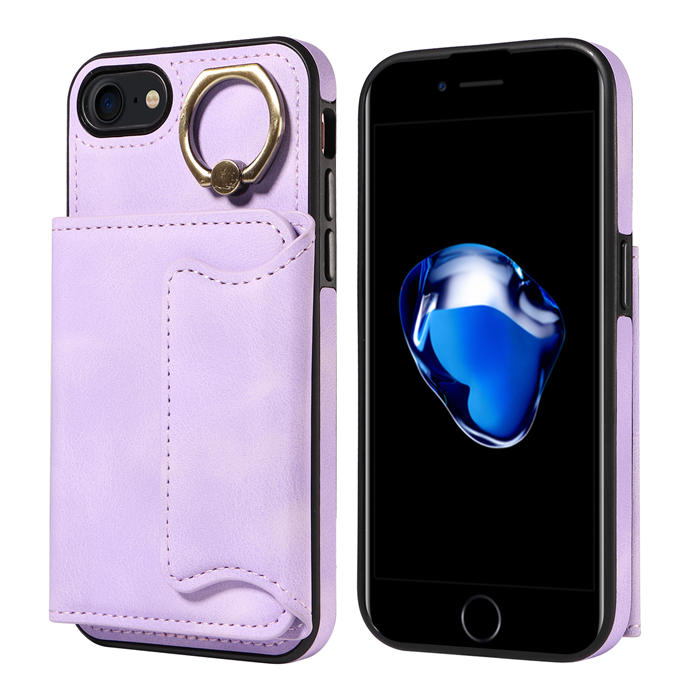 For iPhone 7/8/SE 2020/SE 2022 Card Holder Ring Kickstand Magnetic Closure Case