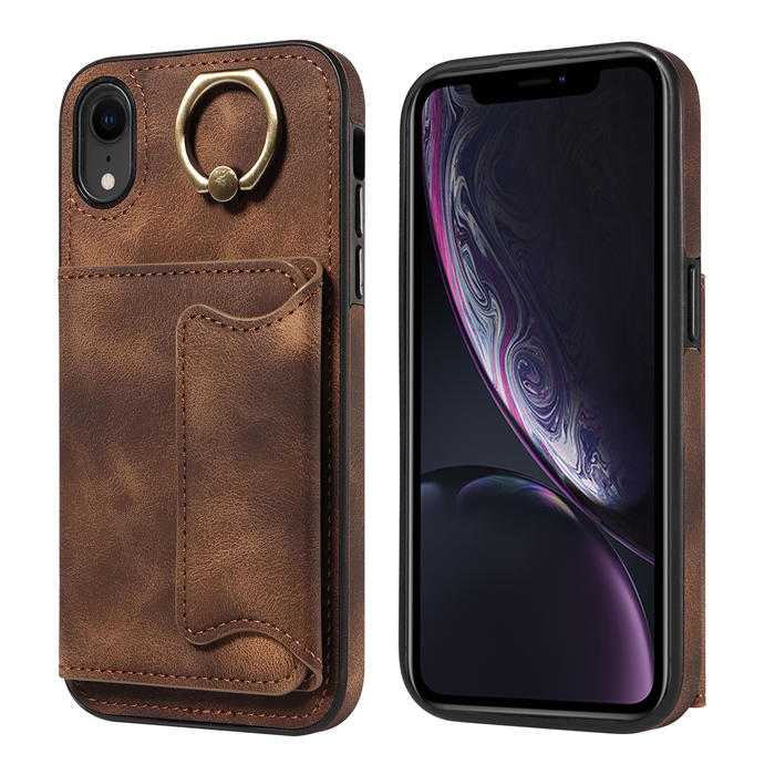 For iPhone XR Card Holder Ring Kickstand Magnetic Closure Case