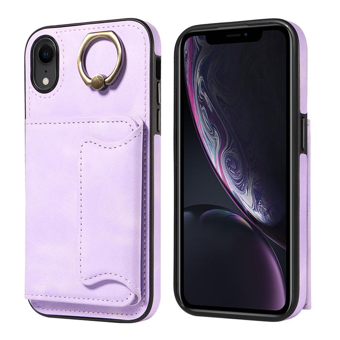 For iPhone XR Card Holder Ring Kickstand Magnetic Closure Case