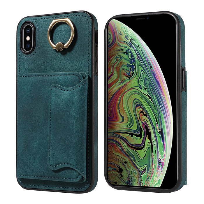 For iPhone XS Max Card Holder Ring Kickstand Magnetic Closure Case