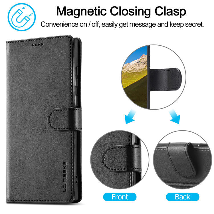 LC.IMEEKE Samsung Galaxy S22 Ultra Wallet Magnetic Stand Case Black