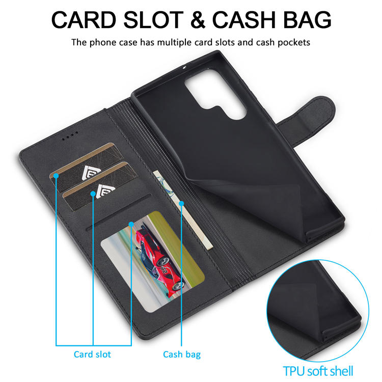 LC.IMEEKE Samsung Galaxy S22 Ultra Wallet Magnetic Stand Case Black