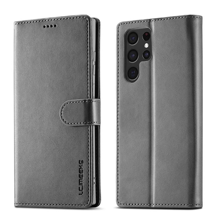 LC.IMEEKE Samsung Galaxy S22 Ultra Wallet Magnetic Stand Case Gray