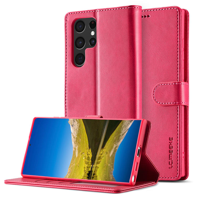 LC.IMEEKE Samsung Galaxy S22 Ultra Wallet Magnetic Stand Case Rose