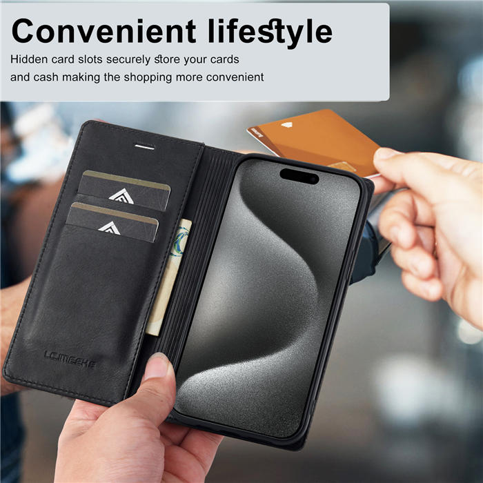 LC.IMEEKE iPhone 15 Pro Max Wallet RFID Blocking Case