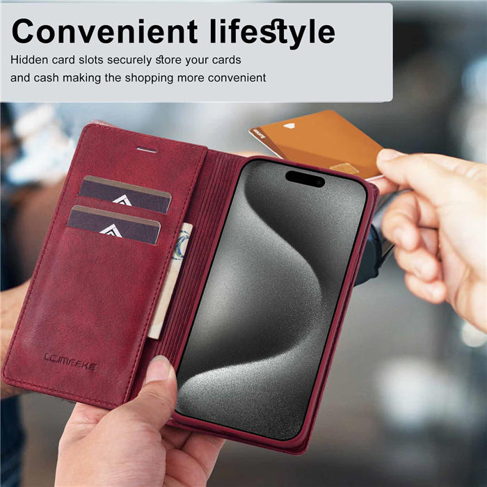 LC.IMEEKE iPhone 15 Pro Max Wallet RFID Blocking Case